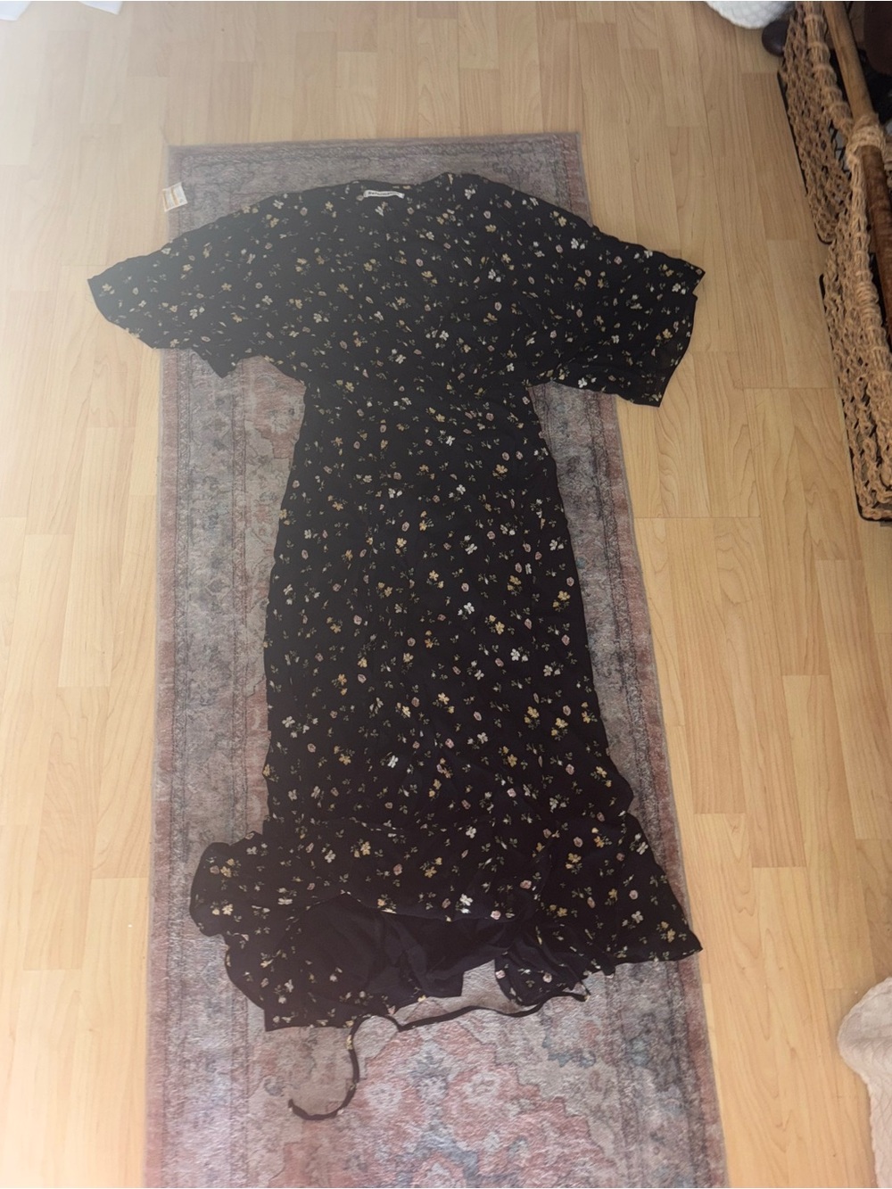 Reformation Black Floral Maxi Dress with Puff Sleeves